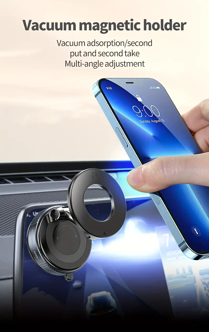 k007 strong magnetic car phone holder foldable 360 adjustable vacuum mount with multi angle adjustment waterproof aluminum alloy design for secure and stable phone holding universal car mount accessory adjustable phone holder details 2