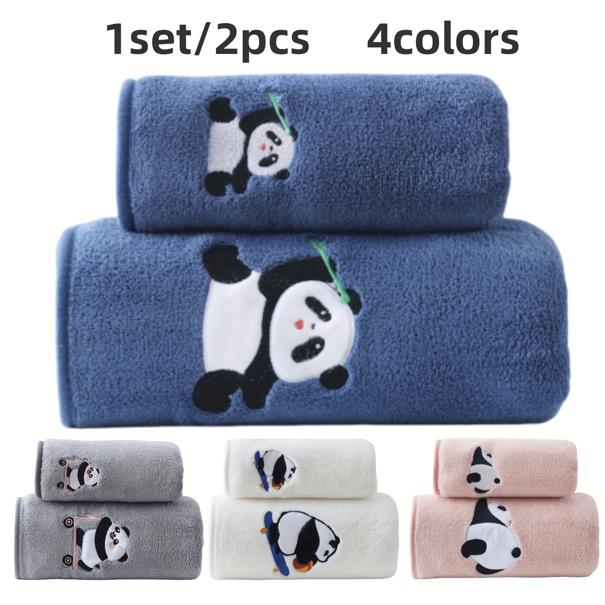 

Evershine 2pcs Set: , Quick-dry Coral Fleece Towels With Cute - , Non-shedding & Skin-friendly For , Home Use