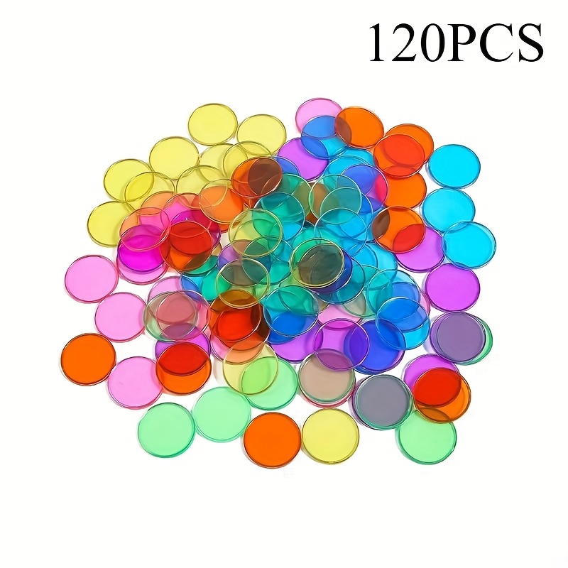 E-shop 60/120 Stück pro Packung bunte kleine runde Scheiben, geeignet für DIY-Bastelarbeiten, Bingo glitzernde transparente Scheiben