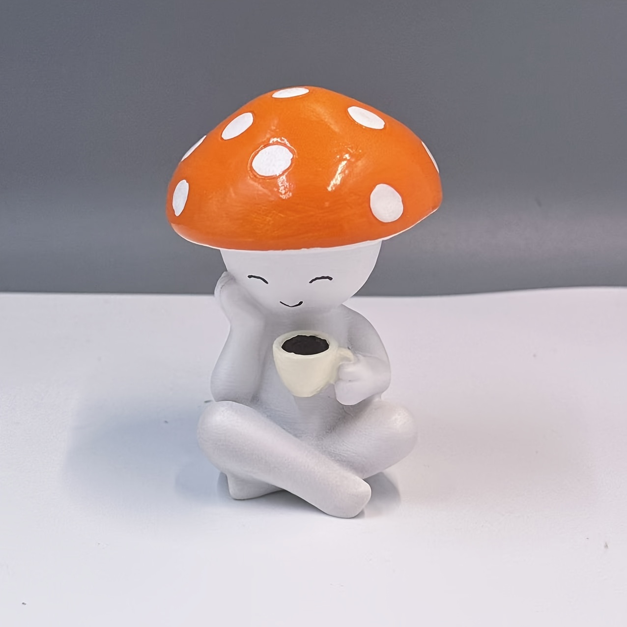 TEMU Collectible Figurines Novelty Mini Creative Resin Yoga Mushroom Ornaments Holiday Event Atmosphere Decor, Suitable For Movie Memorabilia,