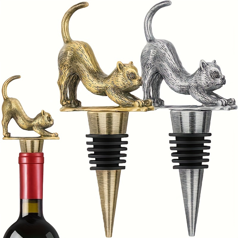 1pc, British Shorthair Cat Wine Stopper, Gold & Silver Metal, Decorative  Beverage Accessory, Rustic Wine Bottle Seal, Gift For Cat Lovers, Barware  Decor, 1.89inch Cat Figure, Wine Preservation