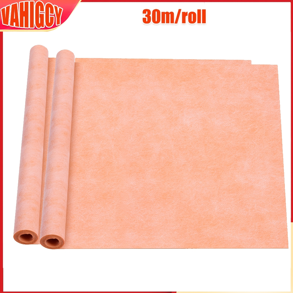 Image of 2 Rolls Shower Membrane, Orange 1m X 30m Tile Membrane, 25. Thick Polyethylene Roll, Decoupling Mat, Easy To Cut For Bathroom, Kitchen, Sauna, Walls, Underlayment