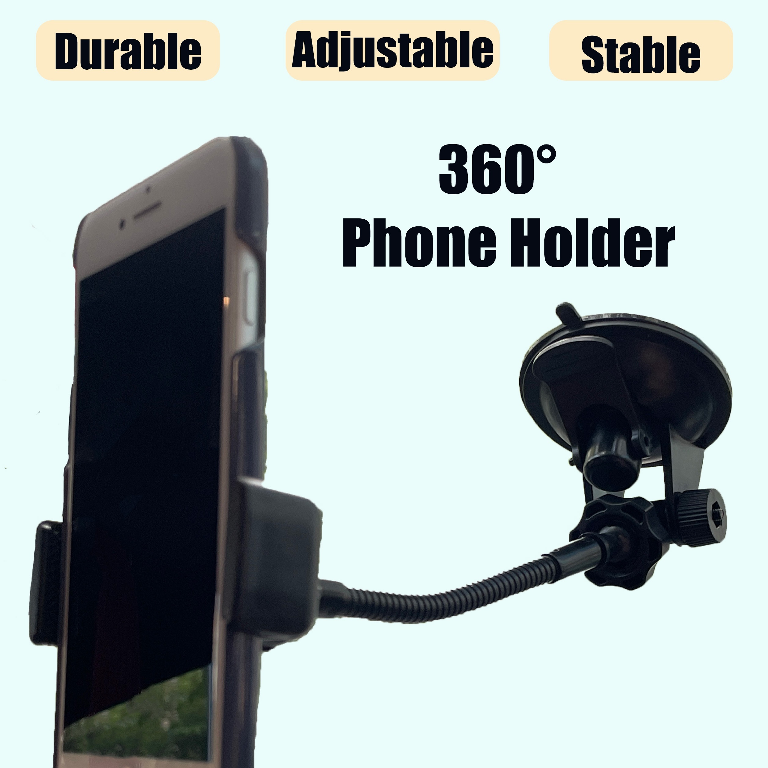 

360 Degree Adjustable Mobile Phone Holder, Anti-shake Durable High Temperature Resistant Tile Glass Suction Cup Holder, Universal Mobile Phone Clip Can Adapt Most Mobile Phones