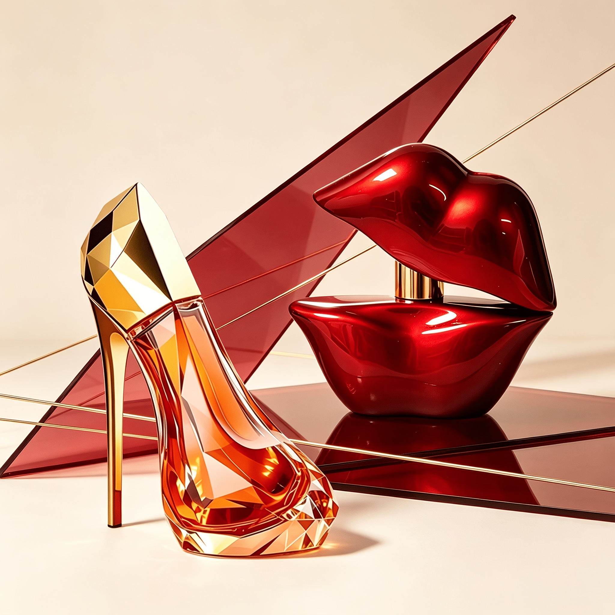 Image of 2pcs Unique For Perfume Set High Heel For Perfume And Red Lips Shaped For Perfume, Long-lasting Edt Eau De Toilette. For Perfume Lovers And Elegant Women, Niche Premium Fragrance, For Holiday Gifts