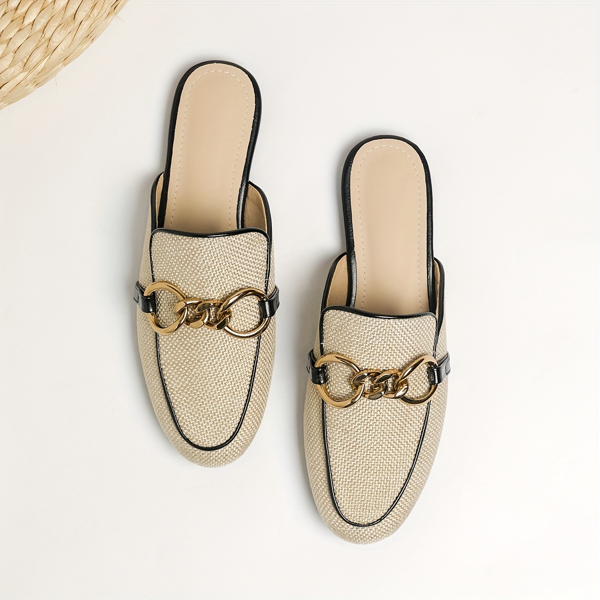 women's fashion chain decor mule shoes casual slip flat Temu