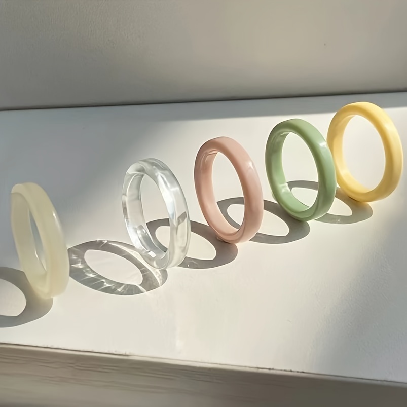 Mini Colorful 5pcs Ring Set. Ring Colors May Due To Photography