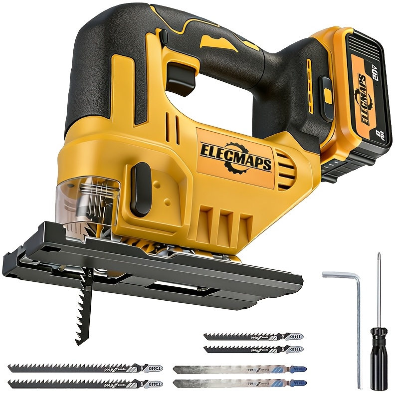 TEMU Ensemble de scie sauteuse électrique balais pour batteries for Dewalt 20V MAX, avec 6 lames et un tournevis, pour couper et le métal, coupe en