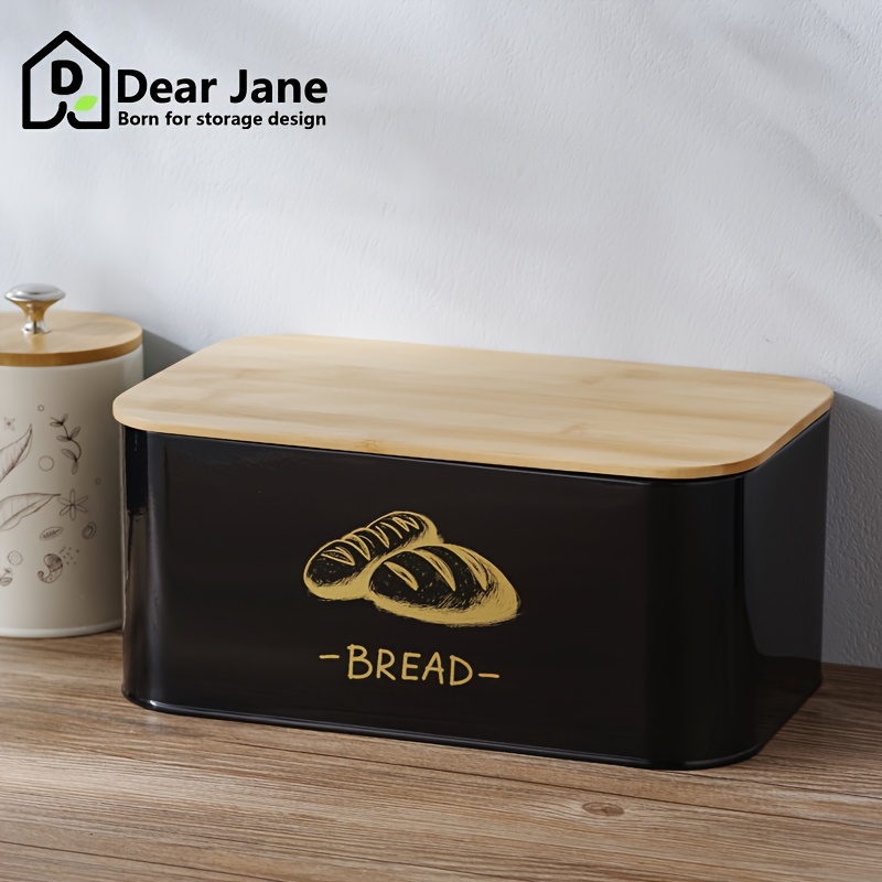 TEMU Große Kapazität Metall Brotbox mit Deckel und Lüftungslöchern - Quadratische wiederverwendbare Arbeitsplatten-Aufbewahrung für Croissants, ,
