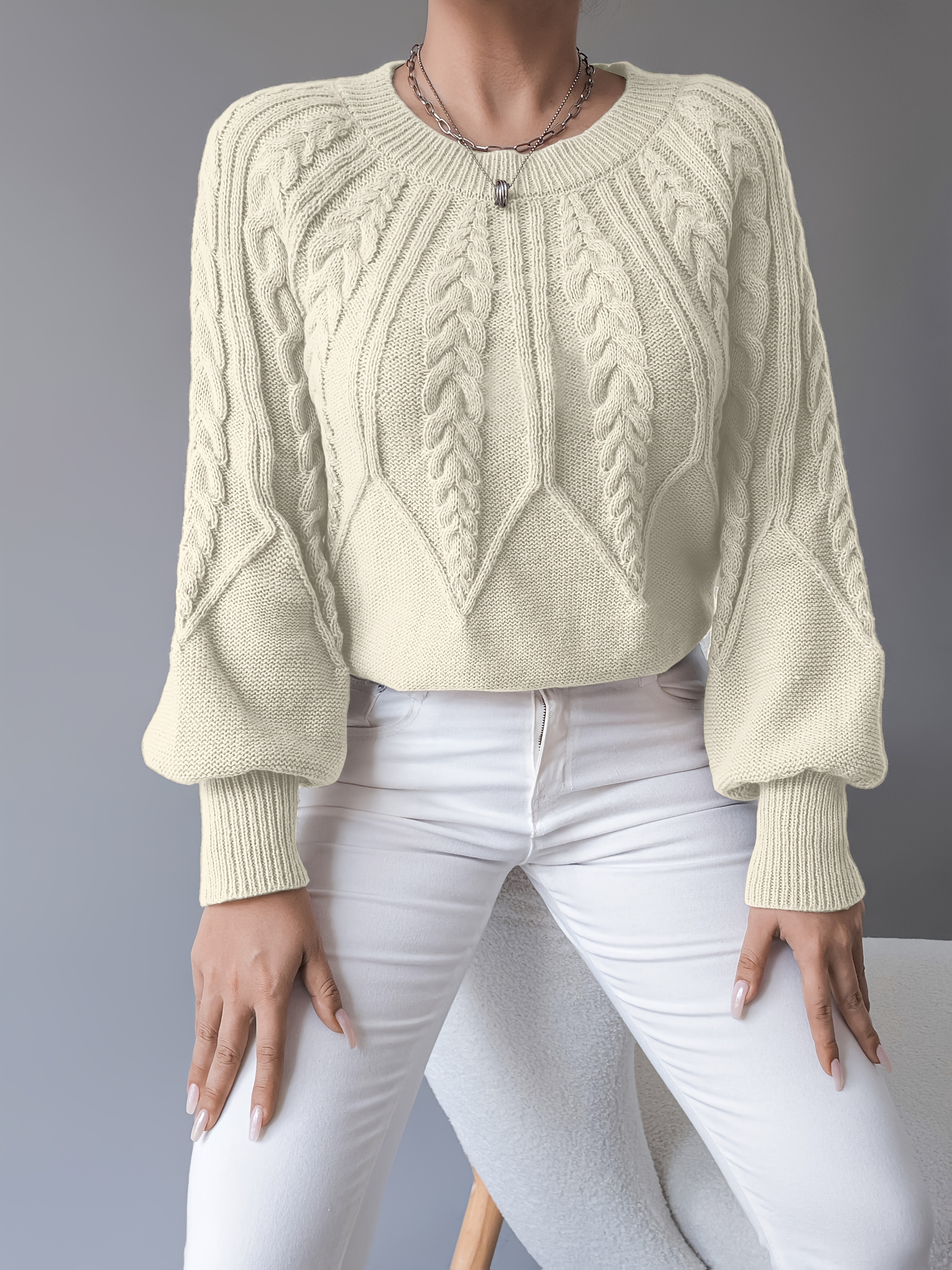 damensweater dicker struktur – beige/neutrale farbton Temu Austria