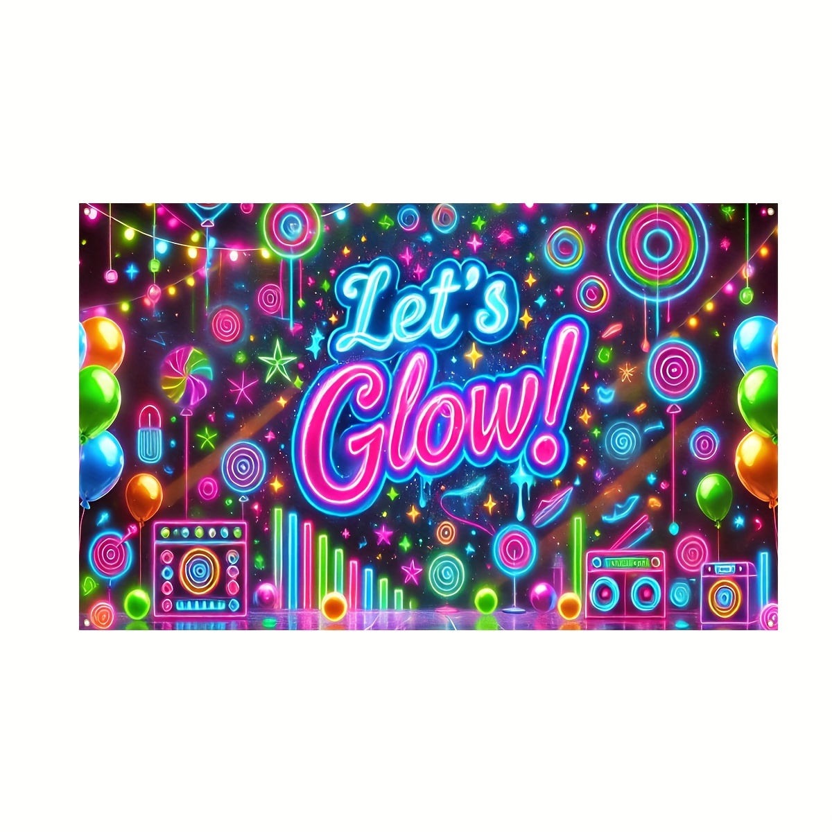 

Neon Glow Party Backdrop - Polyester Fabric For Birthday & Decorations, No Power Needed, Indoor/outdoor Events