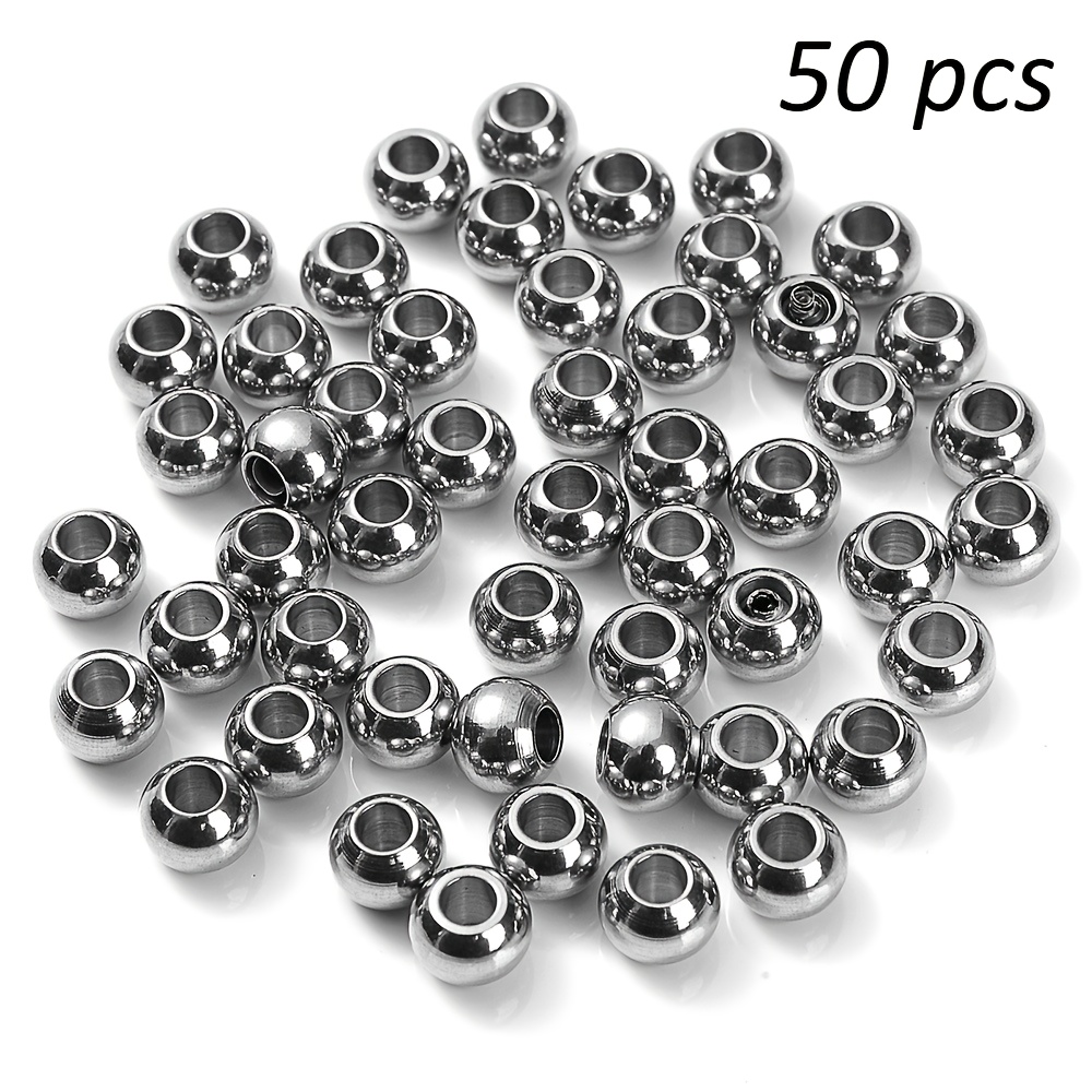 50pcs 3/4/6/8mm Stainless Steel Round Beads Never Fade Loose Spacer Beads For Jewelry Making Bracelet Necklace Supplies