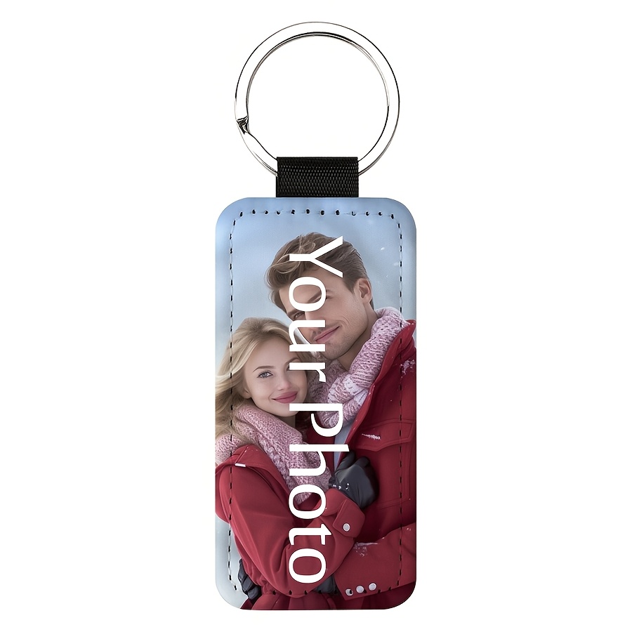TEMU 1pc Personalized Thermal Transfer Keychain, Pu Keychain, Customizable Pet/couple/family Picture, Bag Amulet Pendant, Birthday Gift, Teacher's