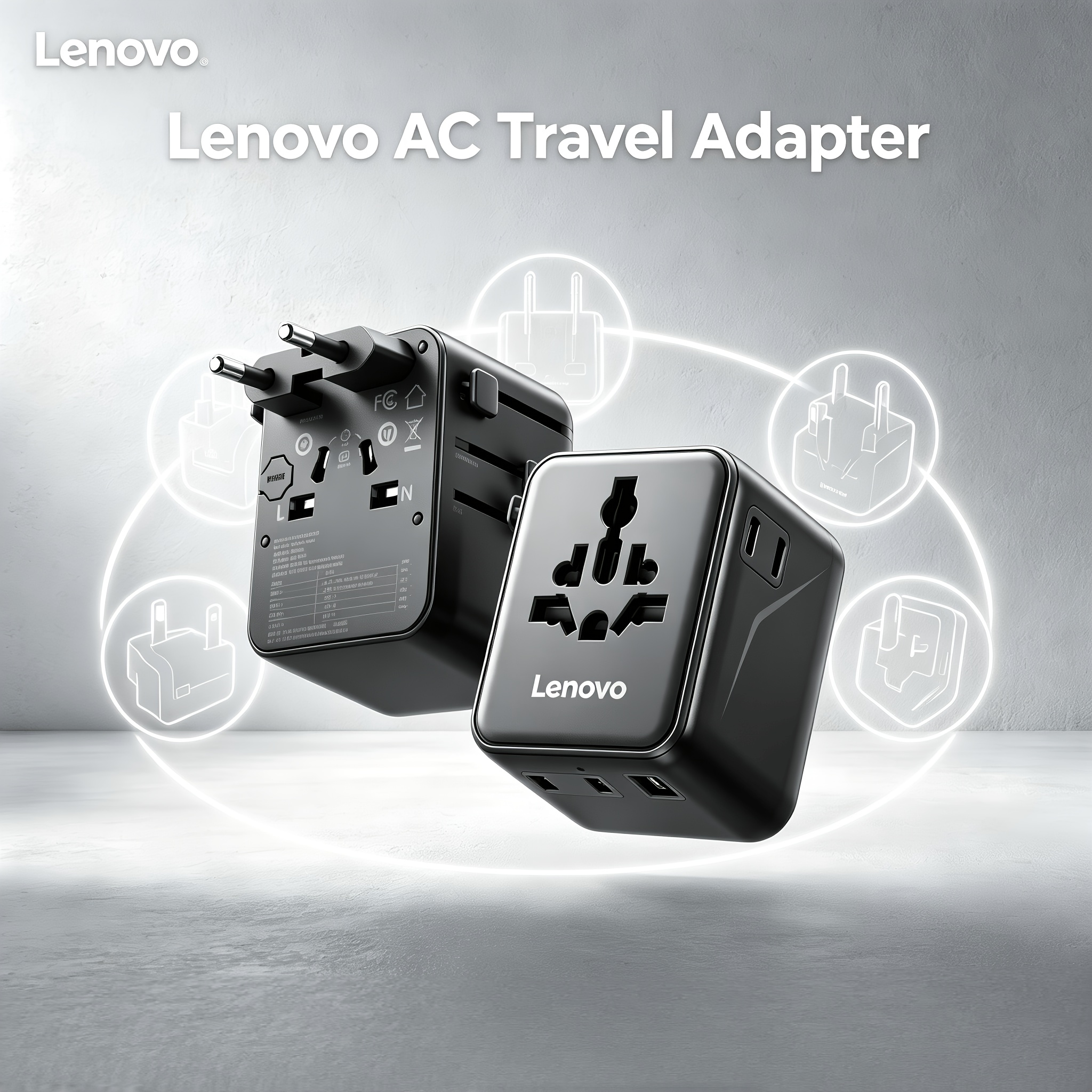 imagen del artículo adaptador de viaje universal   – 4 enchufes   ( . uu./ue/   /au) cubre más de 200 países, carga rápida usb-c de 15w, 3 puertos usb-a + 2 puertos usb-c, 10a 2300w máx. – cargador   todo en   para portátil, teléfono, tableta