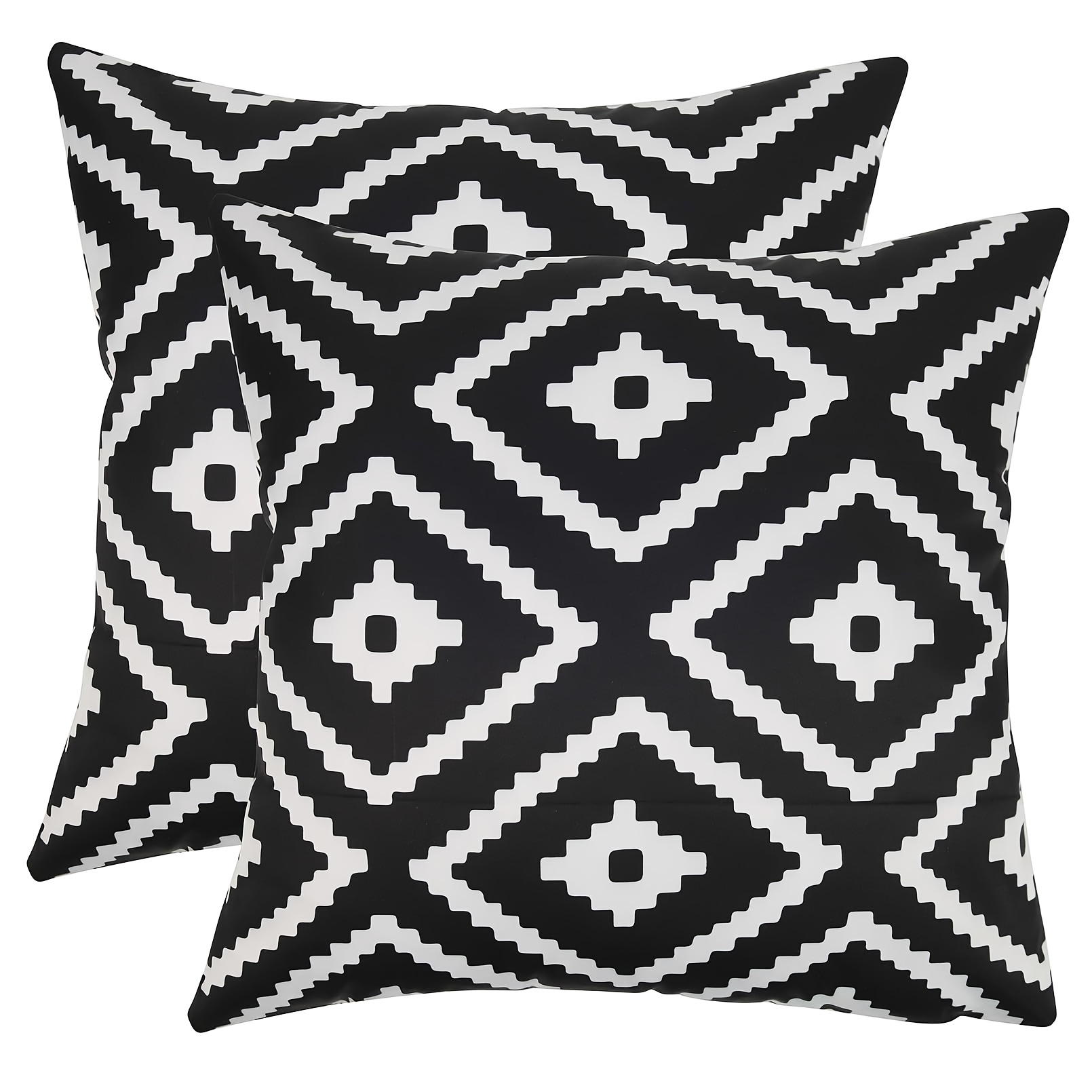 E-shop 2er-Set Outdoor-Kissenbezüge für den Innenhof, Schwarz-Weiße Outdoor-Kissenbezüge, Böhmische Geometrische Kissenbezüge, Geeignet für