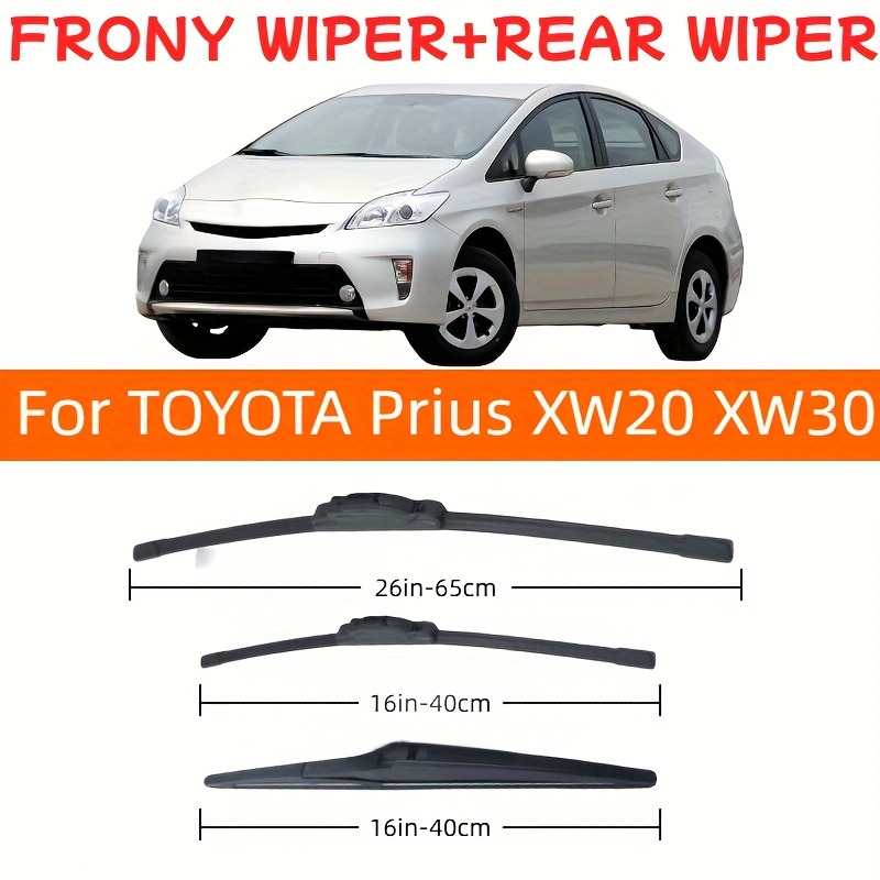 TEMU Ensemble d'essuie-glaces pour pare-brise Toyota Prius XW20 XW30 (2003-2015), tailles 26''+16''+16''-65Cm+40Cm+40Cm, fonctionnement fluide, HD
