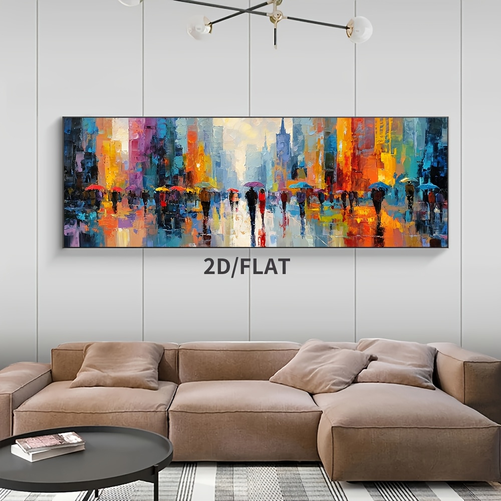 TEMU 2d Flat, 1pc Unframed 2d/flat Canvas Poster, Abstract Cityscape Canvas Prints, For Bedroom Living Room Kitchen Dorm Decor, Wall Art, Wall