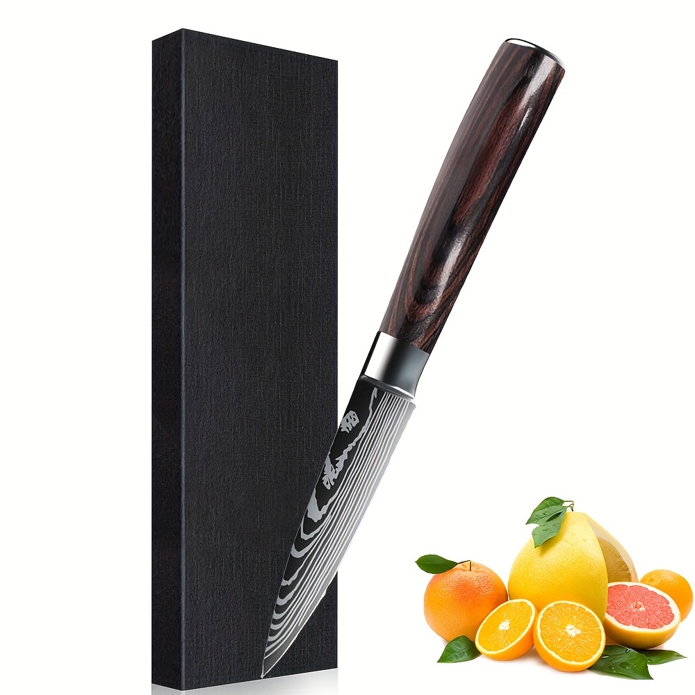 

Professional Paring Knife 3.5 Inch Fruit Knife High Carbon Stainless Steel Ultra Sharp Kitchen Knife With Ergonomic Wood Handle Forged Razor Sharp Blade Cooking Knife With Gift Box