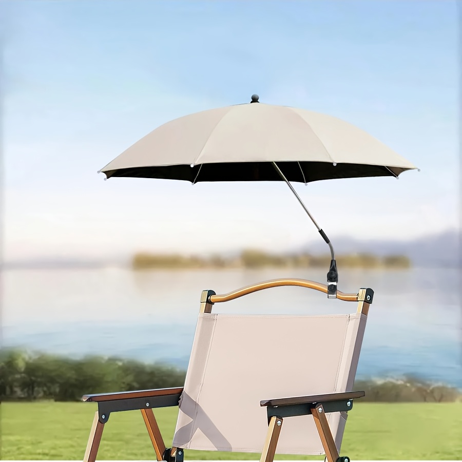 Image of New Clip-on Beach Umbrella, Beach Sunscreen Chair Umbrella, Outdoor Umbrella, Breathable And Uv-resistant, 360° Rotation Adjustment Design, For Camping, Beach Chairs, Golf Carts