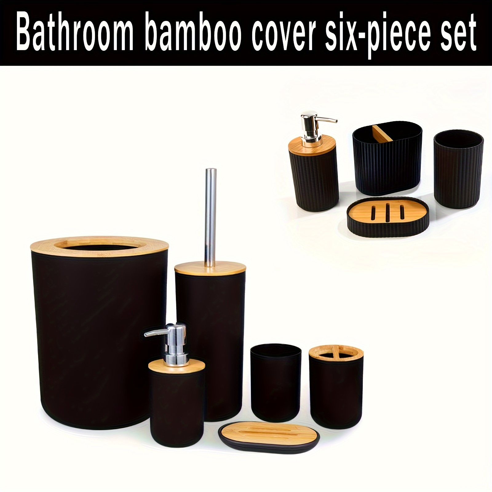 Set Accessori Bagno 7 Pezzi Scopino Wc Supporto Pattumiera - Temu Italy