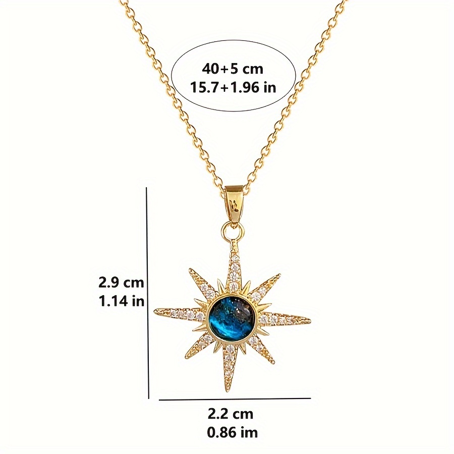 1pc fashion starburst pendant necklace copper with synthetic cubic zirconia stainless steel chain elegant gift for wife and daughter anniversary and birthday accessory Product details 1