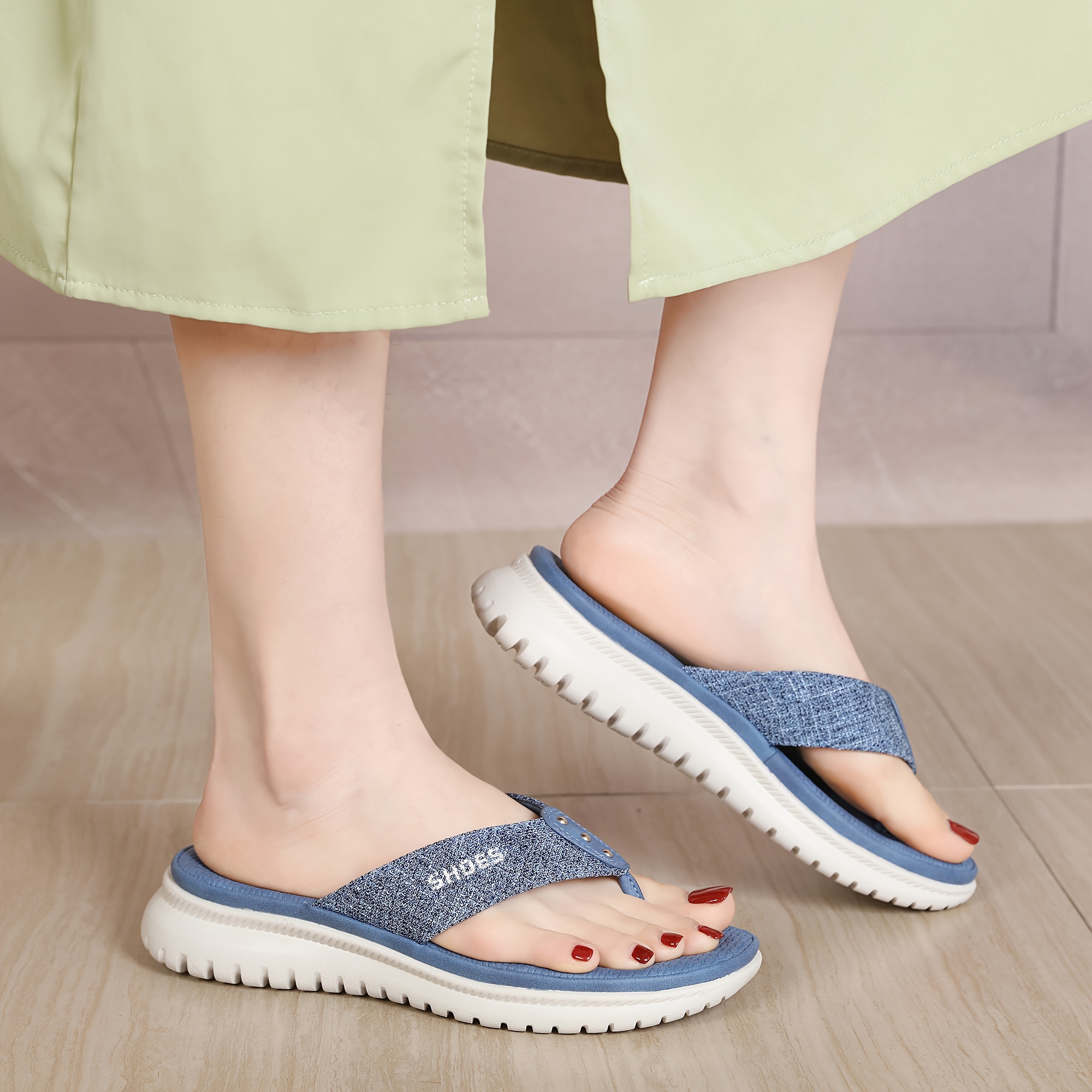 womens summer slide sandals casual open toe flip flops with arch support comfortable low heel fabric upper eva insole   in pink red blue black grey beige more sizes 35 42 strappy sandals Product details 14
