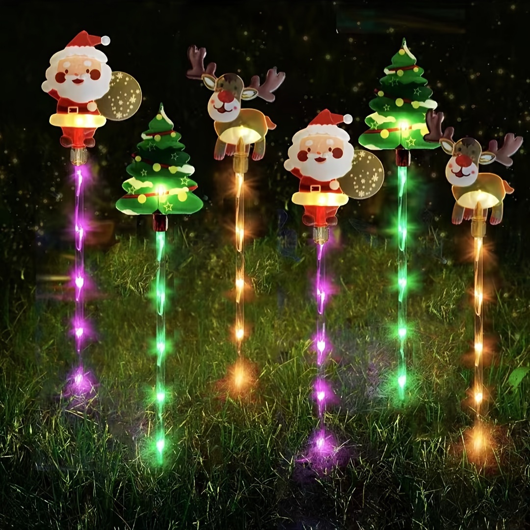 

Solar-powered Christmas Outdoor Lights Set - 8 With Flashing Leds, Featuring Santa, Reindeer, Snowman & Candy Cane Designs - Garden, Lawn, Pathway Decorations