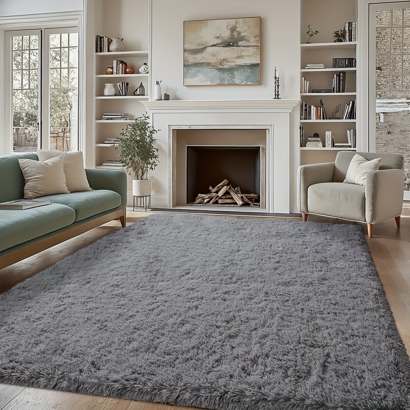 TEMU Living Room Carpet, Bedroom Shaggy Carpet, Home Decor Large Carpet, Bedroom Super Fluffy Plush Carpet, Plush Carpet For Decorating Game Room,