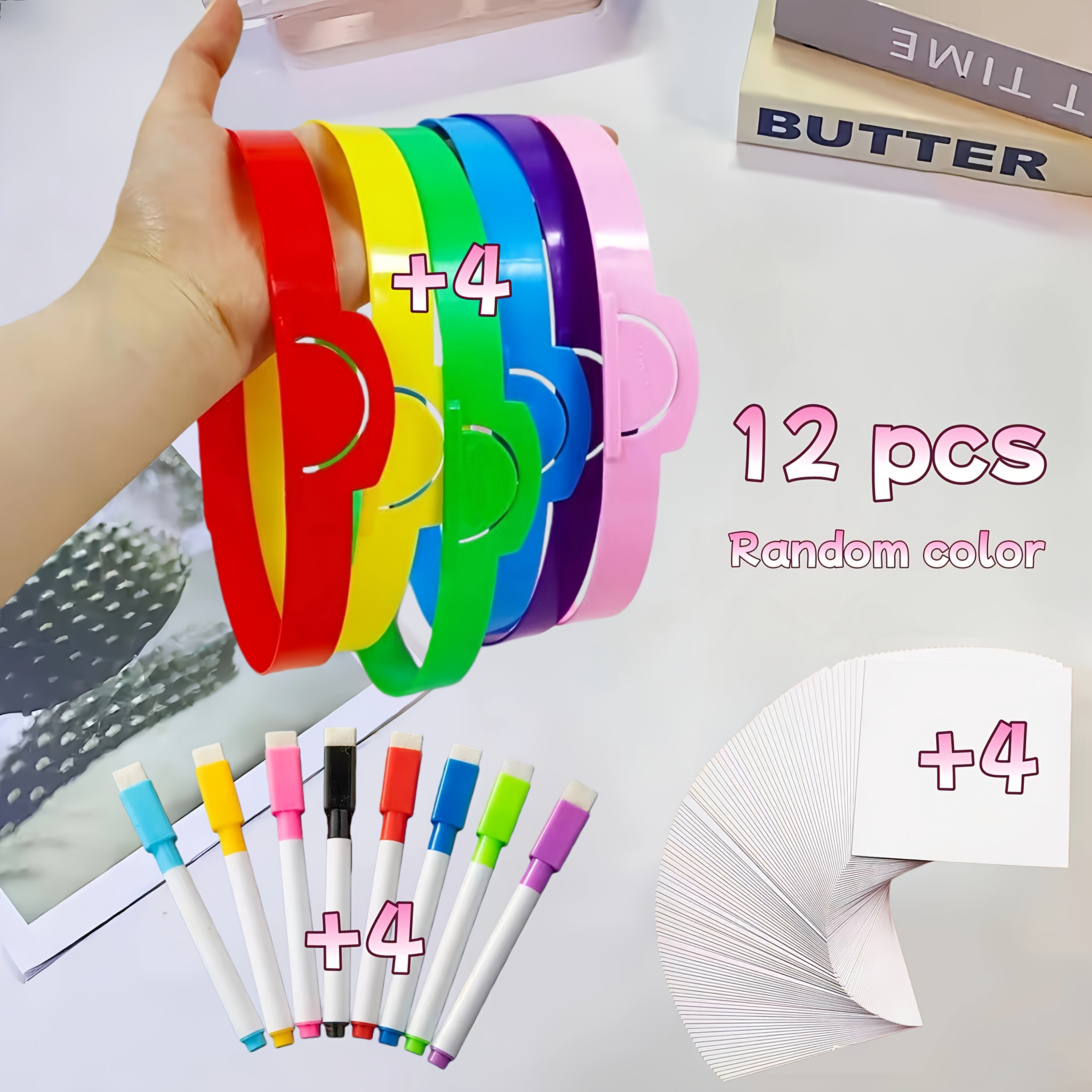 E-shop 12 "Rat mal, wer ich bin"-Sets, inklusive verstellbare Stirnbänder, abwischbare Karten Stifte, ideal für Familientreffen, Rollenspiele Feiern.