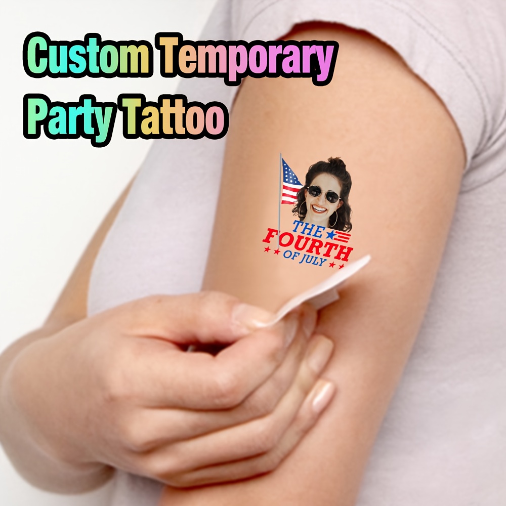 [CUSTOM] 15pcs Personalized */American */Red And Blue/American Flag/USA  Flag/Face Temporary Tattoo, Customized Photo Temporary Tattoo, Suitable for  July 4th \u0026 American *\u0026 Pool Party \u0026 Any Celebration ..., image size:1000x1000