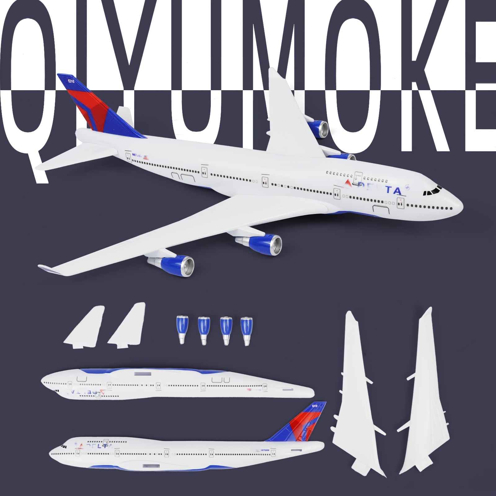 Image of B747 Airplane Model 1:280 Scale With Stand, Glue-free -fit Aircraft, Premium Civil Aviation Collectible In Iconic Us Tail , Perfect Usa Travel Souvenir And Home Decor Gift