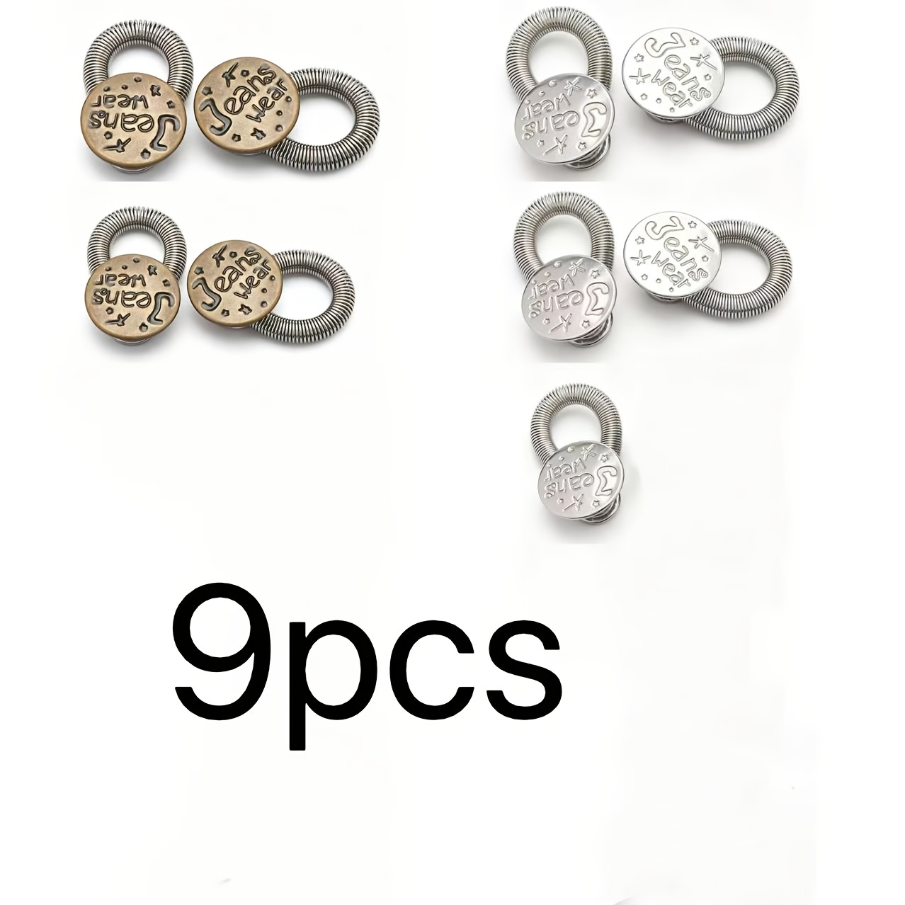 TEMU Paquete de 9 piezas de extensor de cinturilla con hebilla de tensión con , expansor de cinturilla metálico universal para , extensor instantáneo