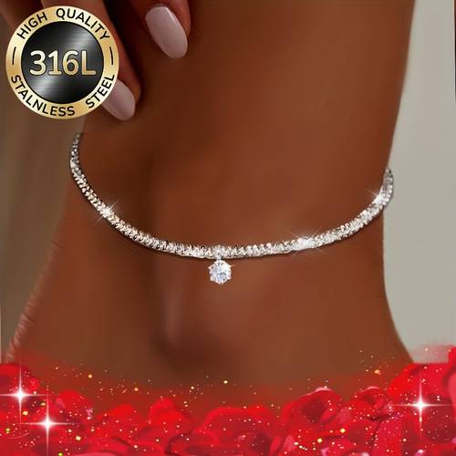 1pc 316l stainless steel high quality hypoallergenic breath chain exquisite pendant anklet a jewelry accessory suitable for men and women holiday themed ideal for daily wear and gift occasions valentines day anniversaries a perfect