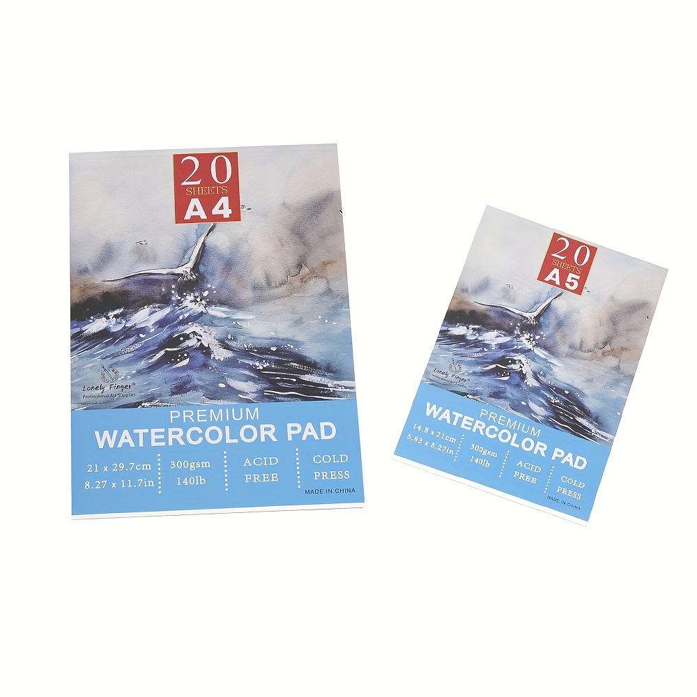 

A4/a5 Watercolor Pad, 140lb/300gsm, 20 Sheets | Cold-pressed, Acid-free, Artist Paper For Adults And Students - Painting, Gouache, Mixed Media And Ink