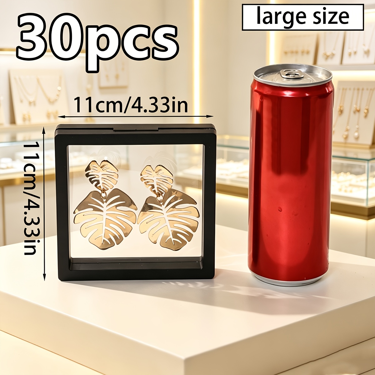 TEMU 30pcs Portable Black Dustproof Jewelry Display Box With Elastic Film, Reusable Storage Case For Rings, Necklaces, Bracelets, And Other Jewelry.