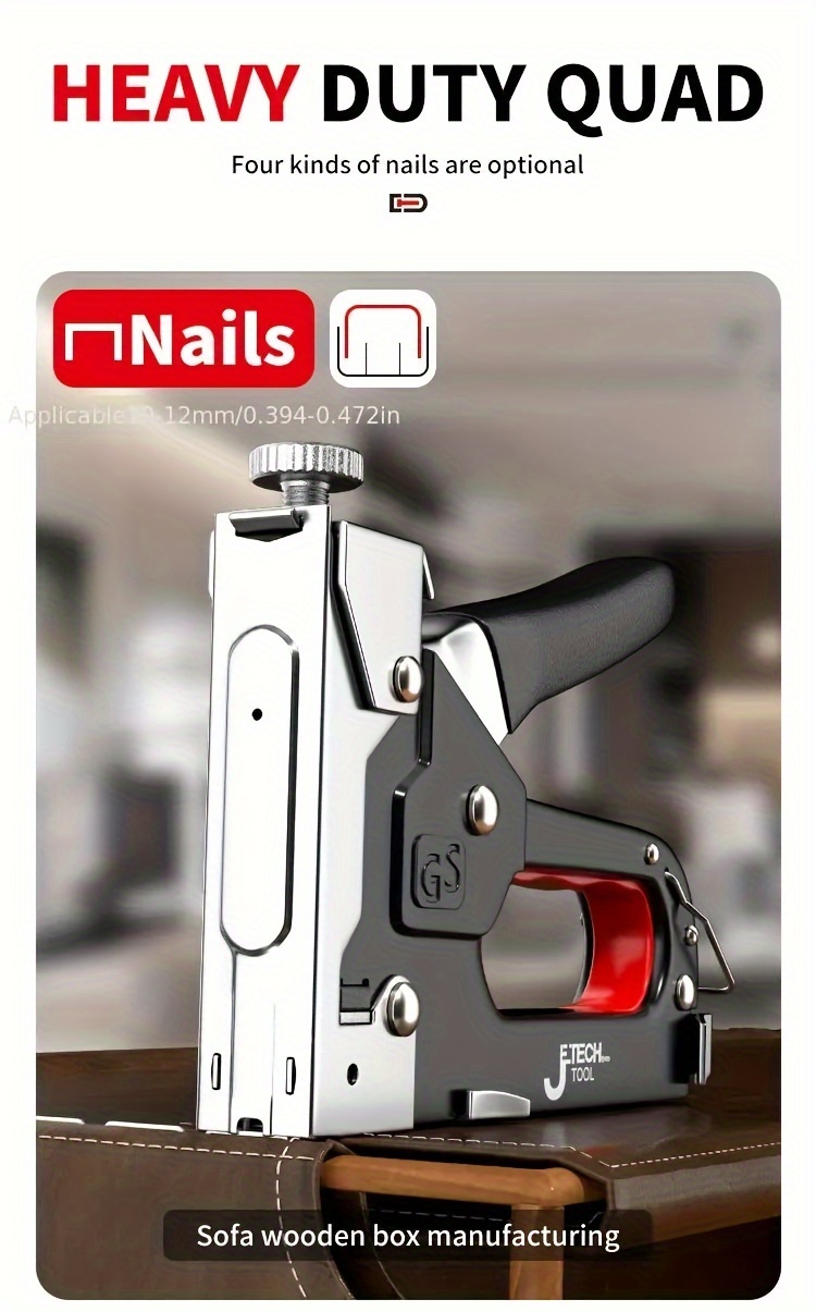 1pc 4 in 1 heavy duty stapler for diy home decor furniture wood frame stapler multi tool hand nail gun bandage pliers four piece set art supplies outdoor camping details 5