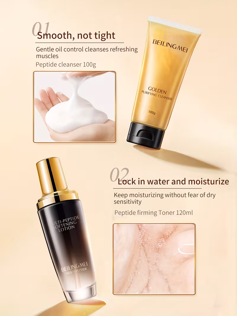 1 set luxury multi peptide snail mucin skincare set collagen boosting hydrating firming facial care with golden sensitive light beige safe 1 occasion gift box for women men all light beige types peptide snail secretion formula ideal for pigmentation wrinkles elegant gift set with golden capsules tubes skincare kit skincare products for women view skincare skincare products details 3