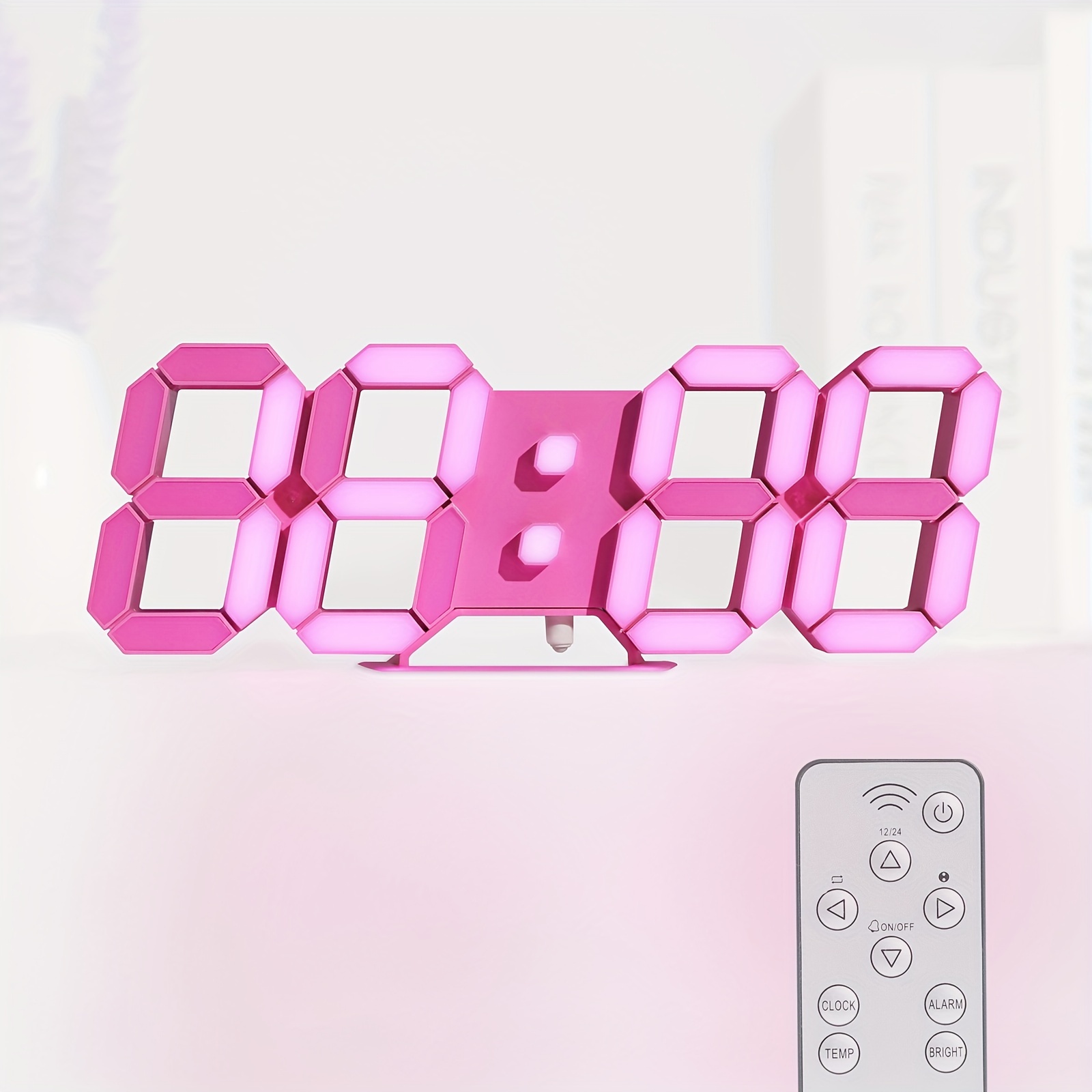 TEMU Pink Led Clock Digital Wall Clock