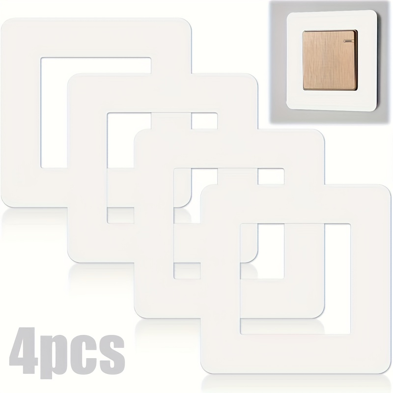 4pcs Switch Stickers, Wall Sticker Protective Covers, Modern And Simple Dual-switch 3d Stereoscopic Home Decorative Frame, Home Wall Decoration Stickers
