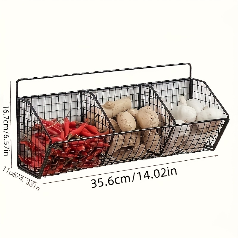TEMU 壁掛け式キッチン収納バ - ニンニク、玉ねぎ、野菜用 モダンスタイル吊り下げ - 家庭用整理に 丈夫なワイヤーメッシュラック