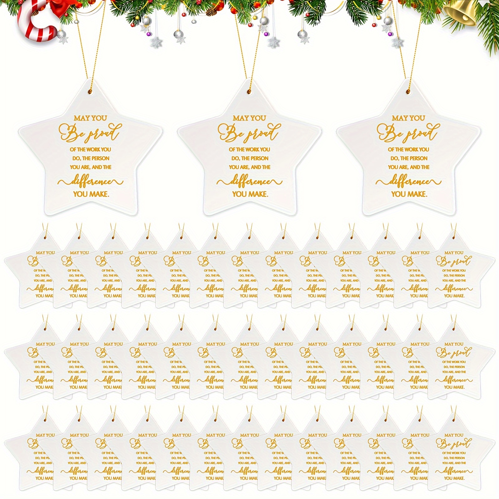 

40 Pcs You Christmas Ornaments Appreciation Inspirational Shaped Hanging Plaque For Teacher Nurse ( )