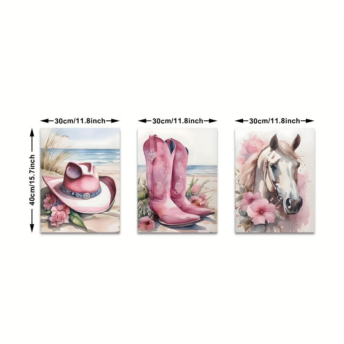 TEMU 3pcs Canvas Poster, , Pink Western Cowgirl Art Poster Print, Wall Art Canvas Painting, Bedroom Living Room Wall Decor, Kitchen Hallway Wall Decor, Modern Wall Decor Gift