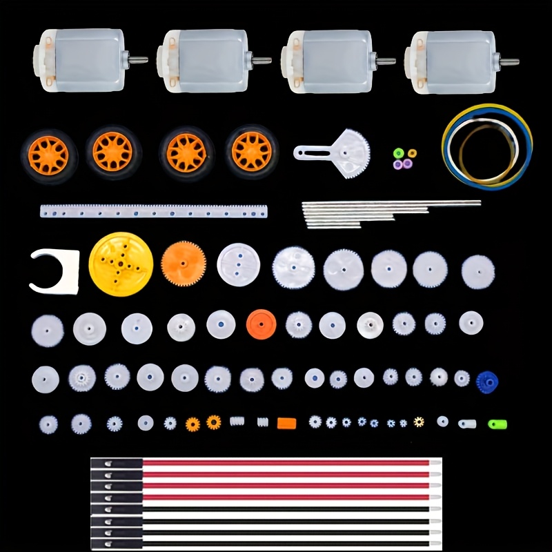 Lot De 200 Engrenages Plastiques 0,5 Module - Pièces DIY Pour Voiture RC, Robot, Modélisme (Blanc Bleu)