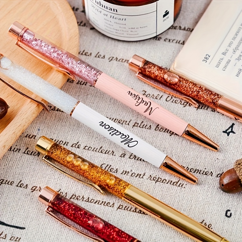 10pcs customizable laser engraved golden glitter pens Temu Mauritius