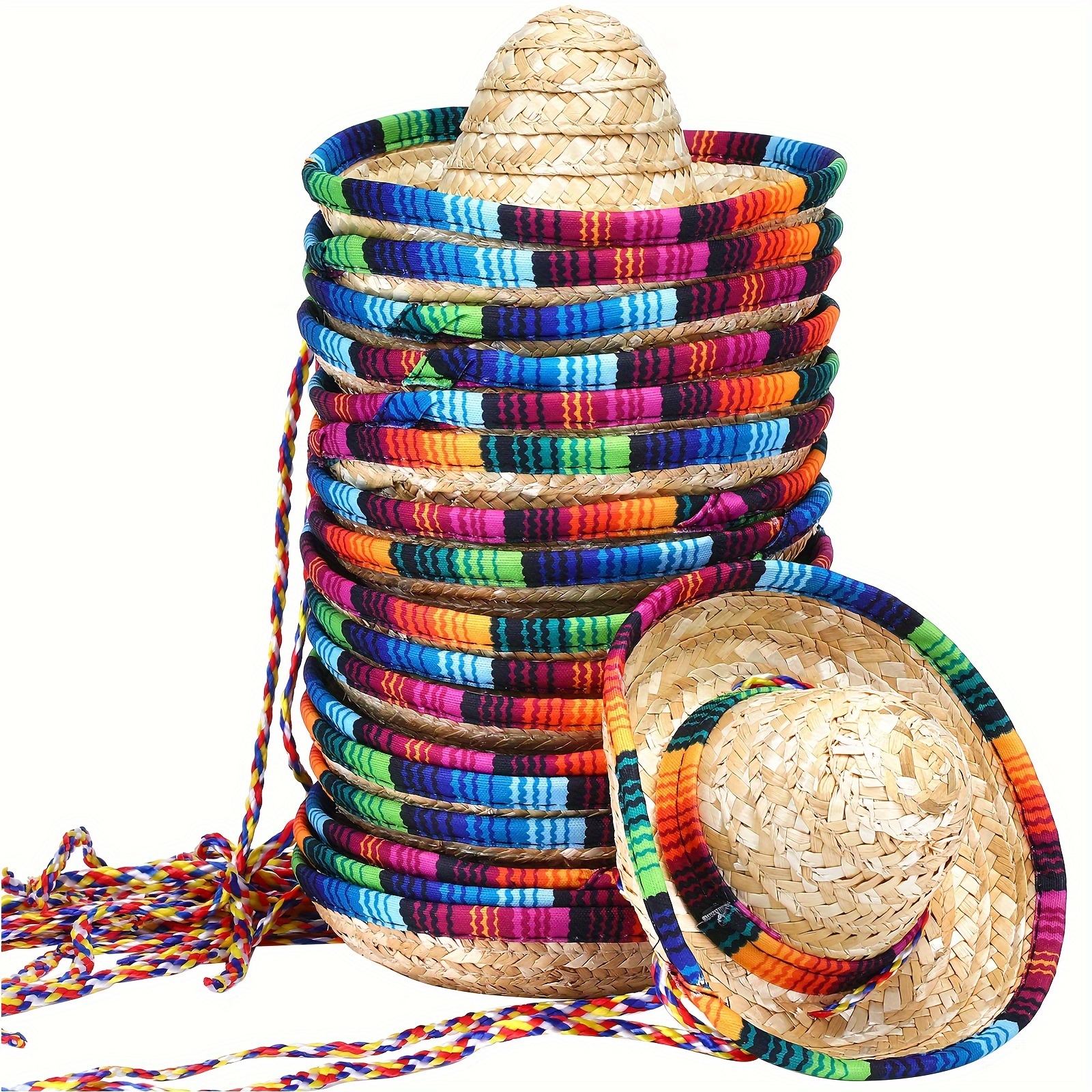 

18 Pcs Mini Sombrero Hats Fiesta Straw Hat Mexican Hat Carnival Party Decorations For Pet Boys Girls Party Supplies