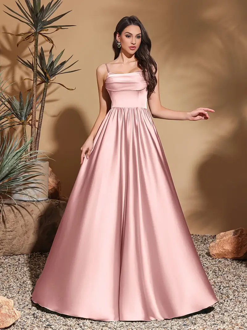 spaghetti strap gown pleated bust full flared skirt women's - Temu spaghetti strap gown pleated bust full flared skirt women's - Temu