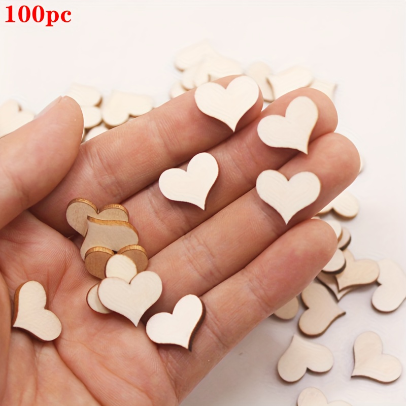 100pcs Wooden Heart-shaped Wedding Love Home Ornaments Wooden Valentine's Day Decorations Craft Painting Graffiti Decor Wedding Party Valentine's Day Decor