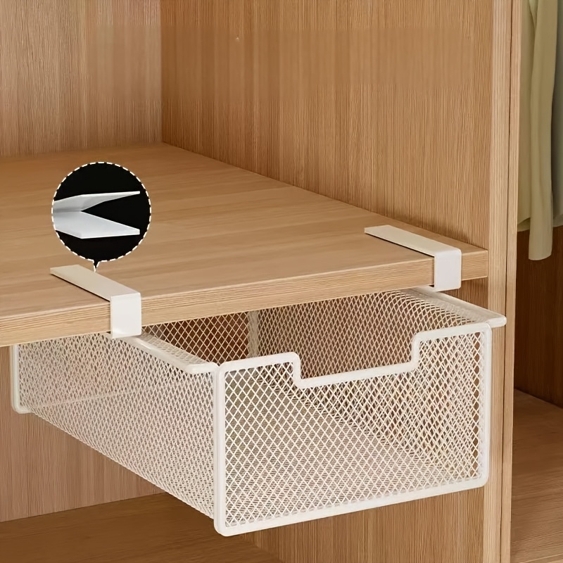 Portable Under-Table Hanging Storage Basket with Pull-Out Drawer