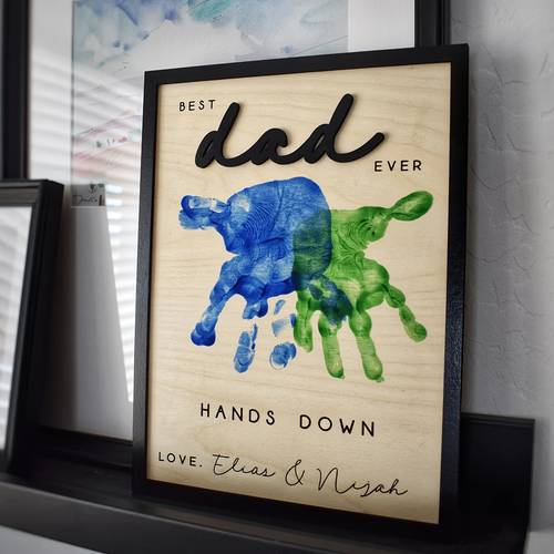 best dad ever fathers day wooden sign dad with handprints handmade fathers day gift fathers day decor
