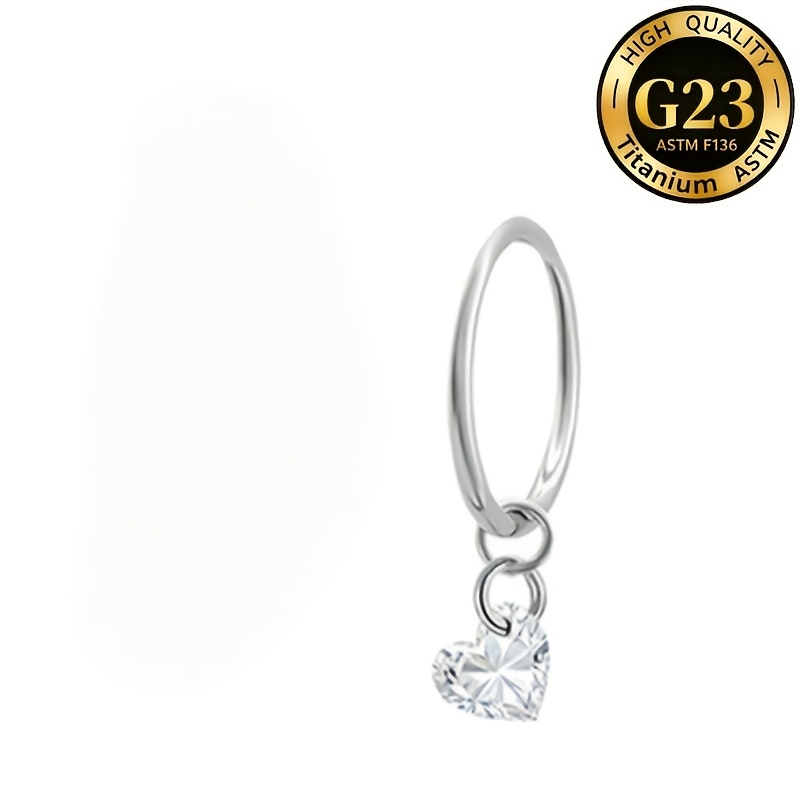Women's Heart-shaped Drop Nose Ring with Hypoallergenic Clasp
