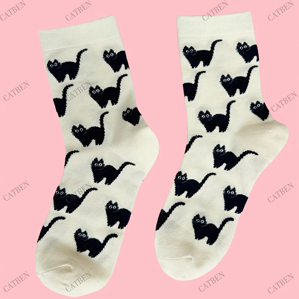 1 Pair Funny Black Cat Socks For Women Cute Socks With Gifts For Cat Lovers Cute Kitten Pattern Sock For Casual Wear Comfy Pet Socks Novelty Socks For Party Mew Socks Winter Warm Trendy Socks